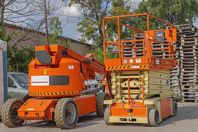 forklift moving pallets of inventory in a warehouse in Angelus Oaks, CA